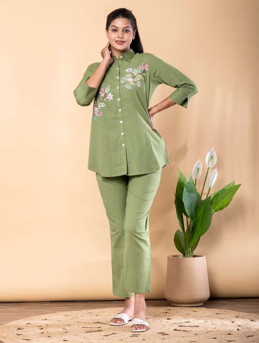 women three quarter sleeve ethnic co-ord set - 22072967 -  Standard Image - 1