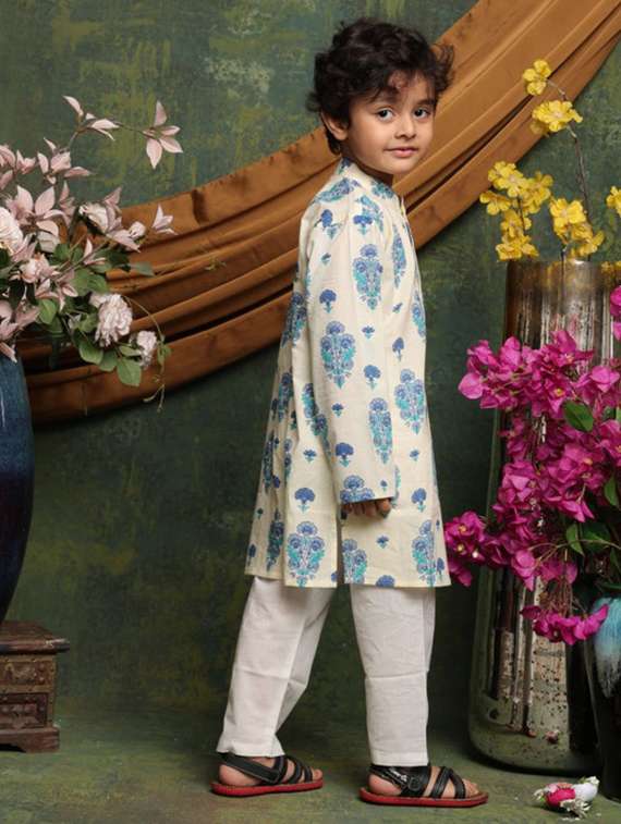 boys printed long sleeve kurta and pyjama set - 22072972 - Standard Image - 4