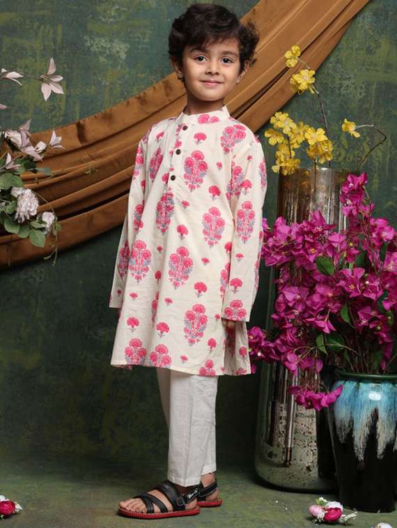 boys printed long sleeve kurta and pyjama set - 22072973 - Standard Image - 4
