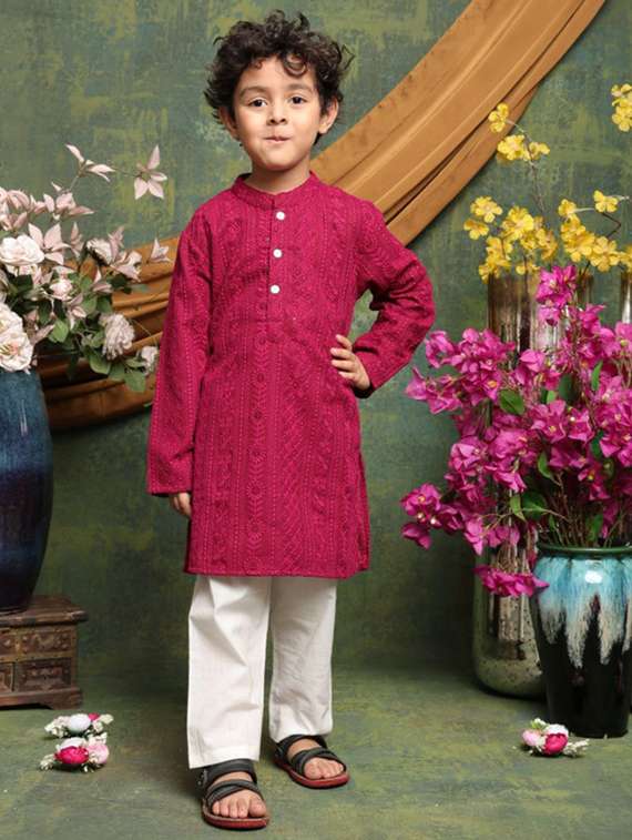 maroon polyester blend kurta sets kurtas & set - 22072977 -  Standard Image - 1