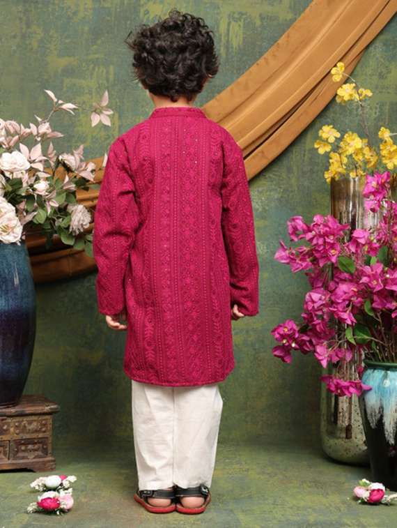 maroon polyester blend kurta sets kurtas & set - 22072977 - Standard Image - 4