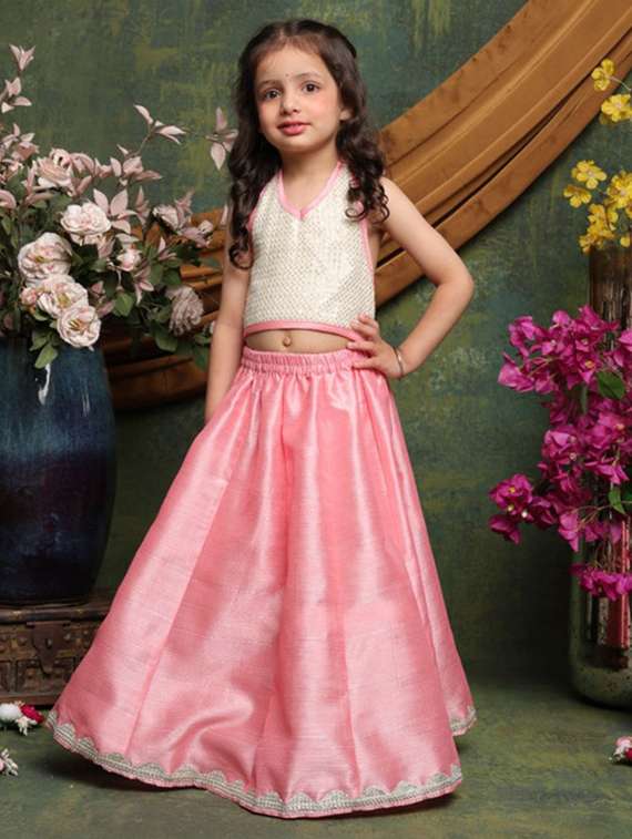 girls embellished sleveeless lehenga choli set - 22072987 -  Standard Image - 1