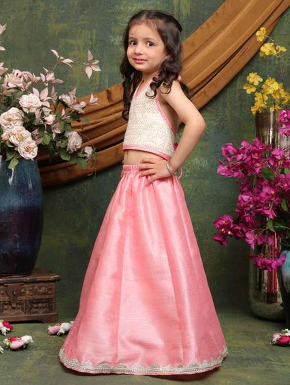 girls embellished sleveeless lehenga choli set - 22072987 - Standard Image - 4