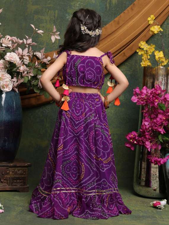 girls bandhani print sleveeless lehenga choli set - 22072990 -  Standard Image - 4