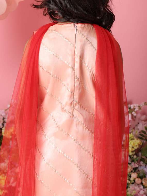 girls self designed sleeveless kurta and dhoti with dupatta - 22073031 -  Standard Image - 4