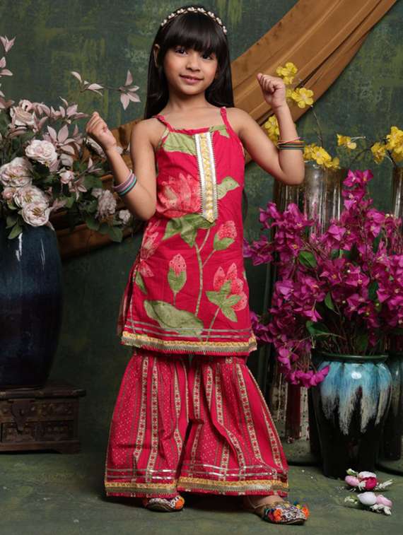 red cotton suit set - 22073043 -  Standard Image - 1