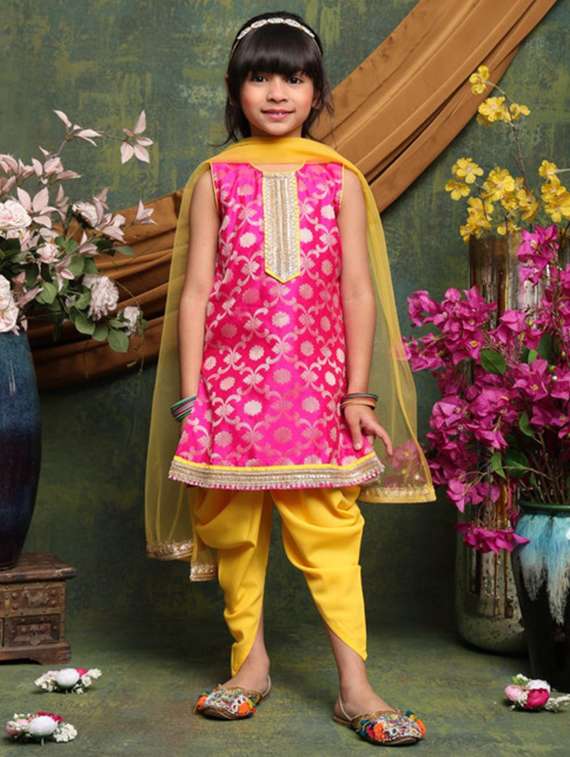 girls self designed sleeveless kurta and dhoti set  - 22073049 -  Standard Image - 1