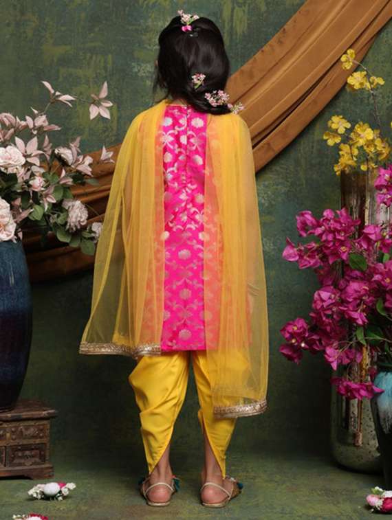 girls self designed sleeveless kurta and dhoti set - 22073049 - Standard Image - 4