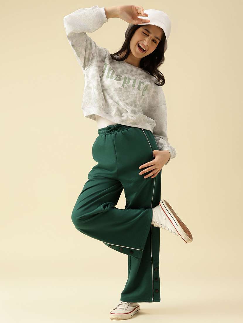 girls solid mid rise relaxed fit track pant - 22073266 -  Standard Image - 4