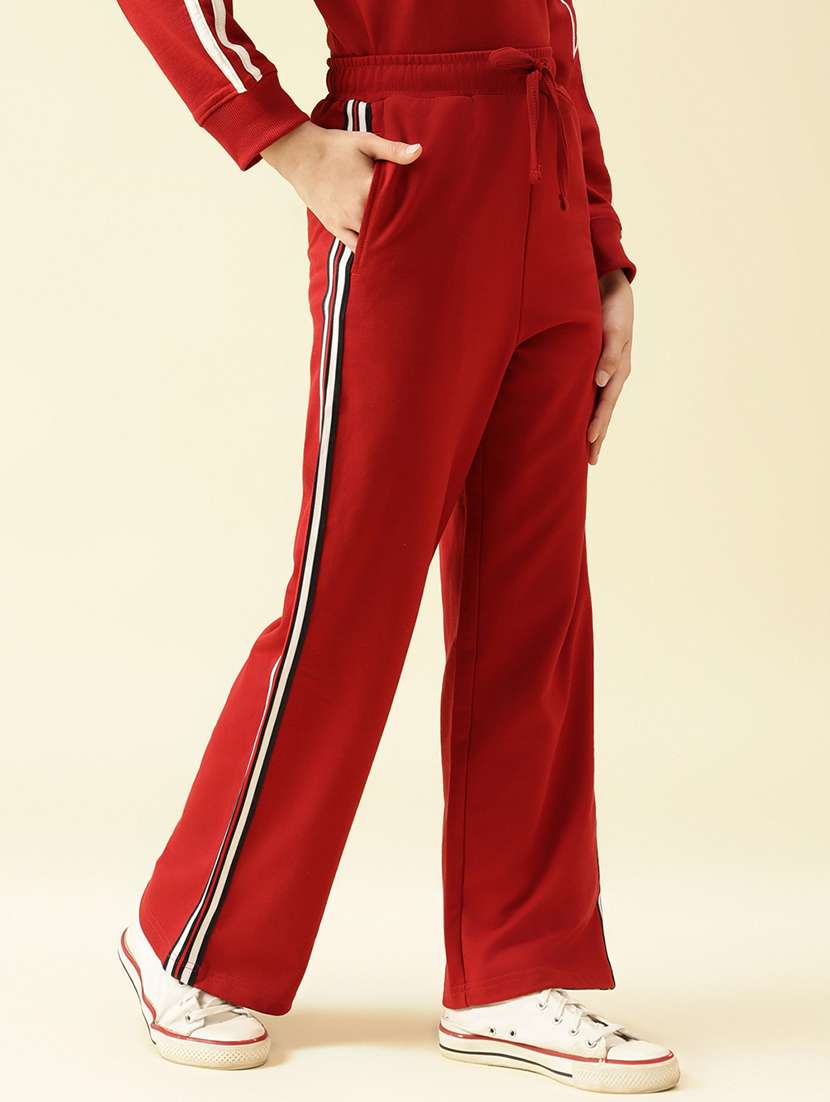 girls solid mid rise relaxed fit track pant - 22073267 - Standard Image - 1