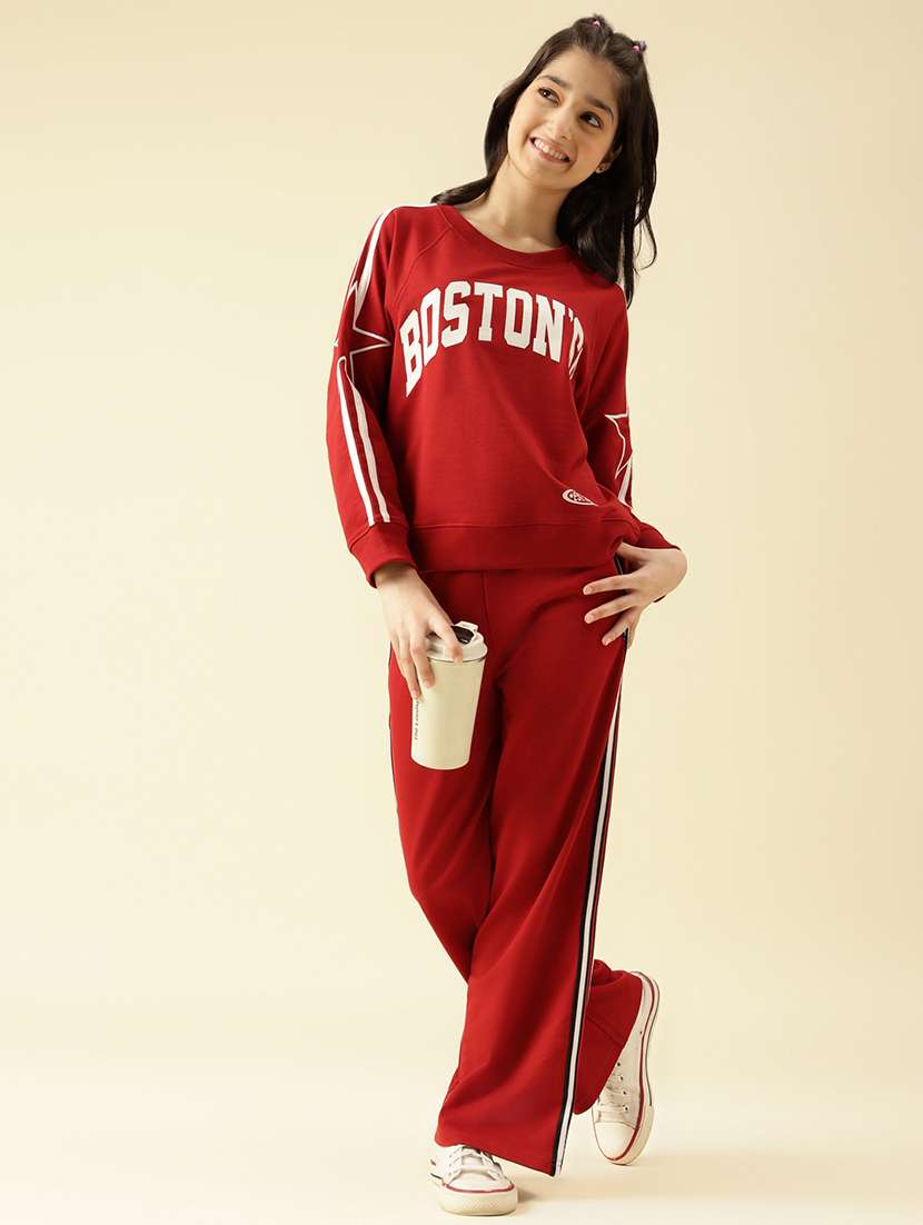 girls solid mid rise relaxed fit track pant - 22073267 - Standard Image - 4