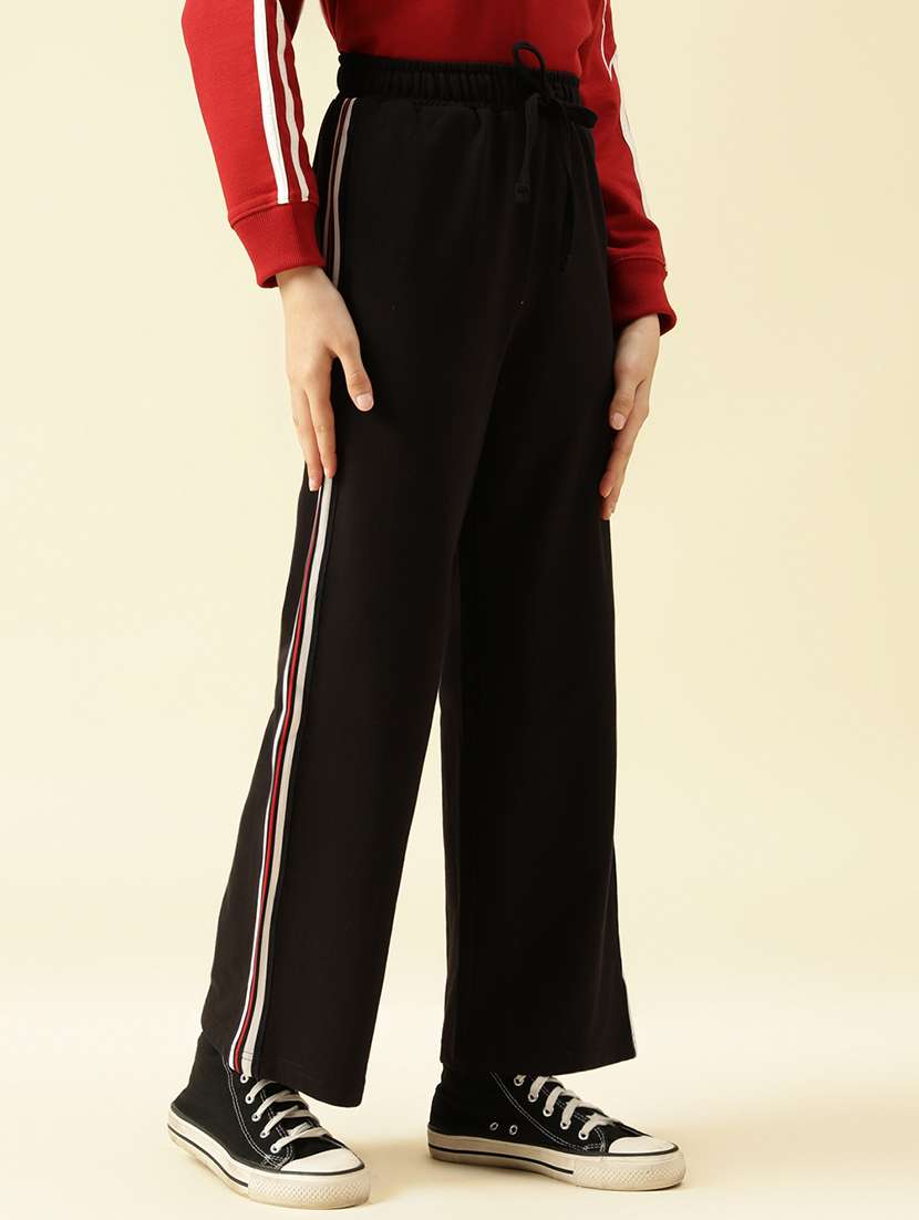 girls solid mid rise relaxed fit track pant - 22073269 - Standard Image - 1