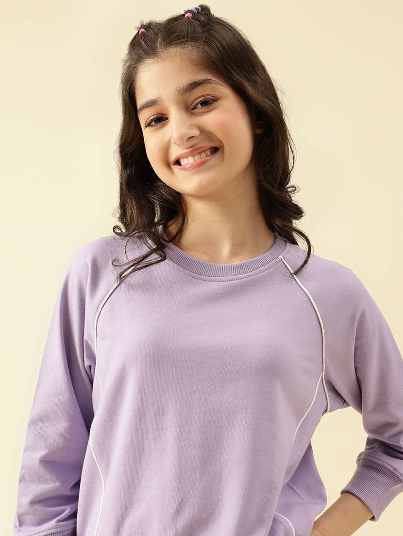 girls lavender solid active wear co-ord set - 22073275 - Standard Image - 4