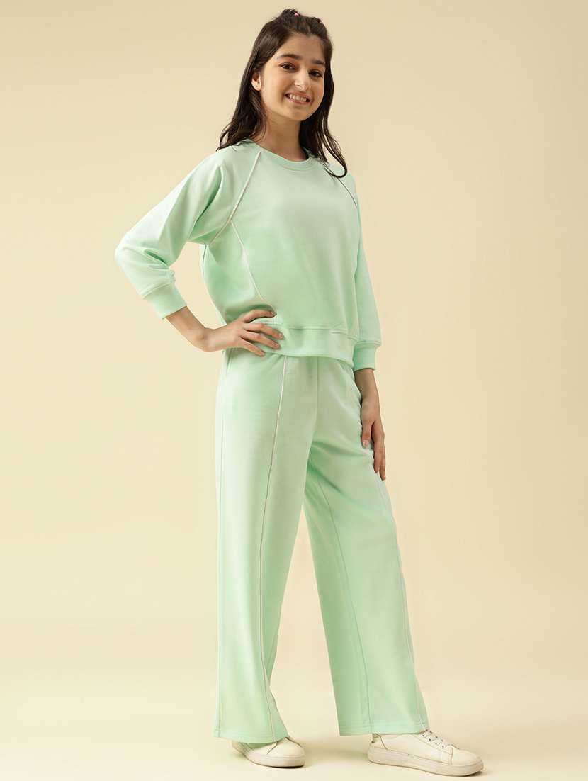 girls green solid active wear co-ord set - 22073278 -  Standard Image - 1