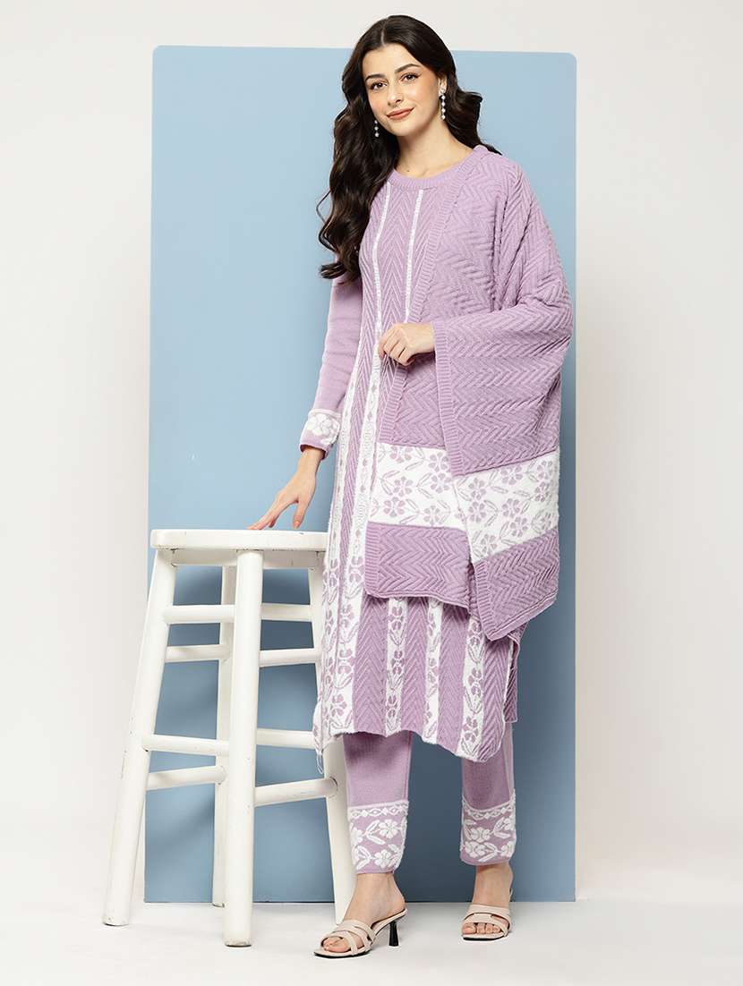 women self design long sleeve kurta pant with dupatta set - 22073990 -  Standard Image - 1