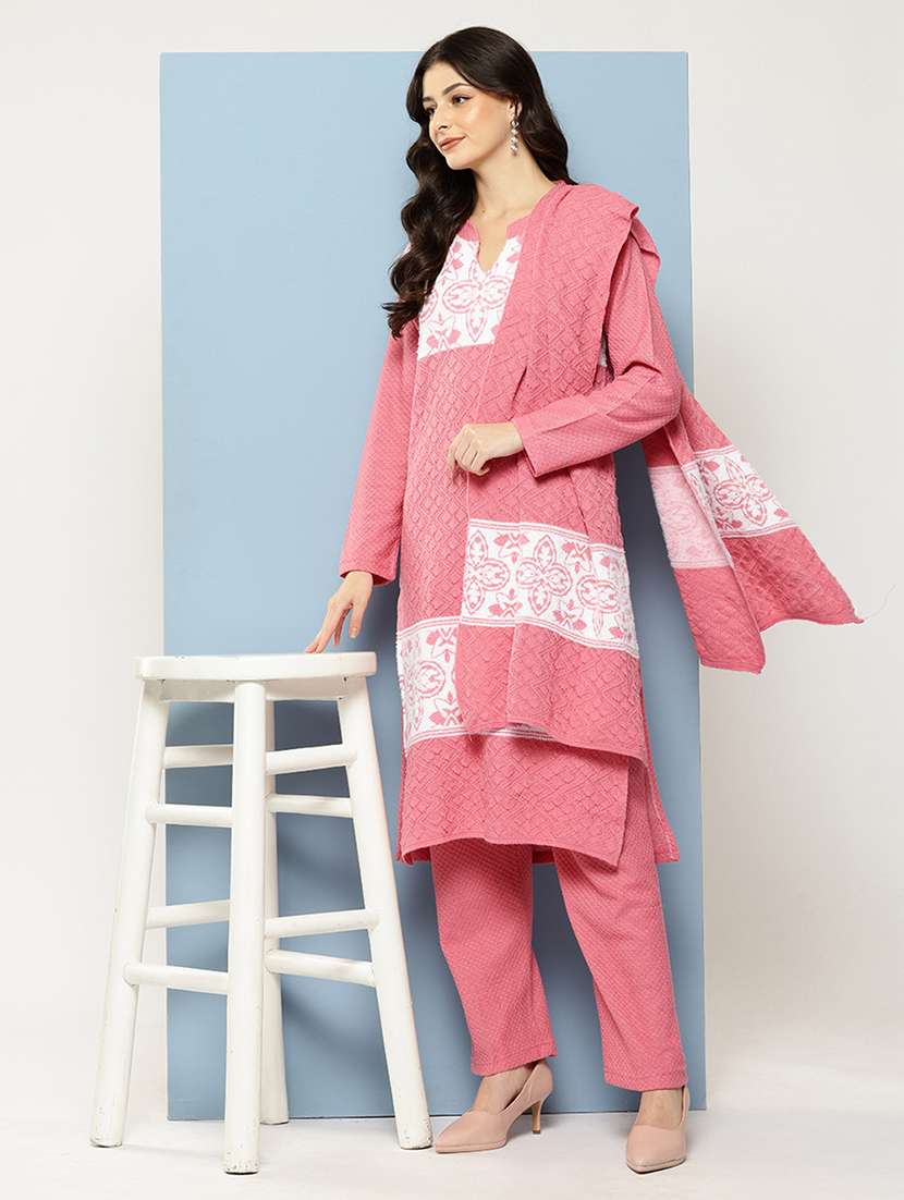 women self design long sleeve kurta pant with dupatta set - 22073993 -  Standard Image - 1
