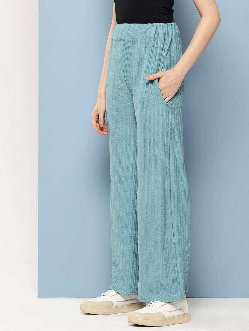 women solid mid rise flared palazzo - 22074042 -  Standard Image - 1