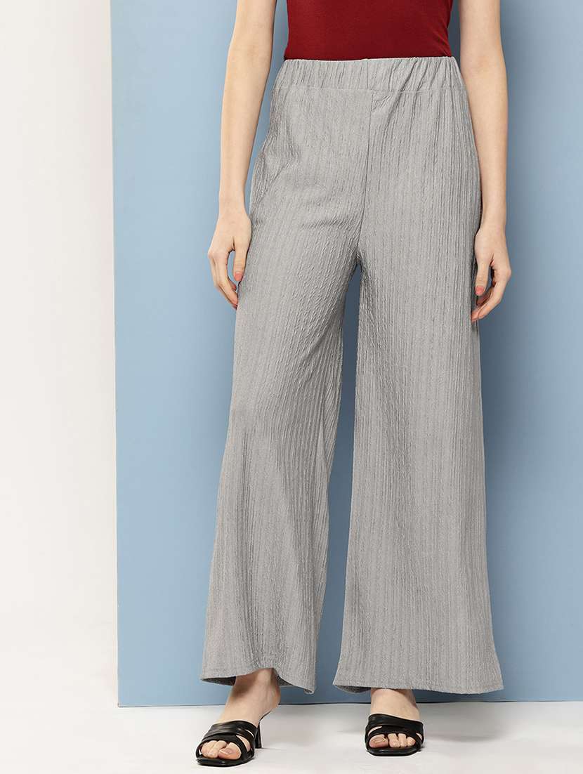 women solid mid rise flared palazzo - 22074044 -  Zoom Image - 0