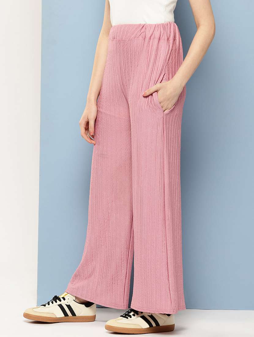 women solid mid rise flared palazzo - 22074045 - Standard Image - 1