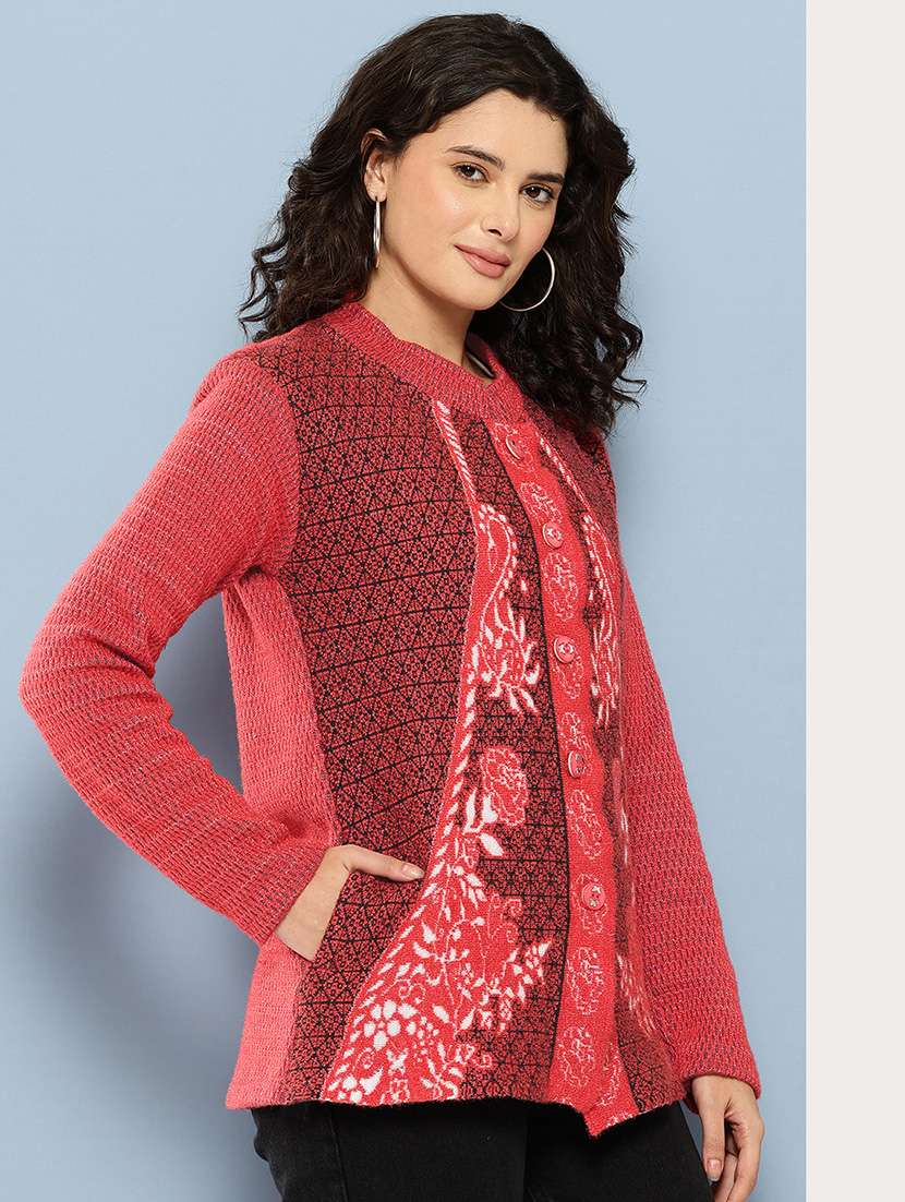 red wool blend cardigan - 22074060 -  Standard Image - 1