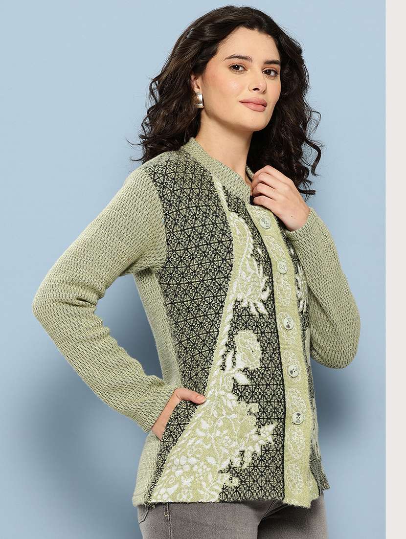 green wool blend cardigan - 22074061 -  Standard Image - 1
