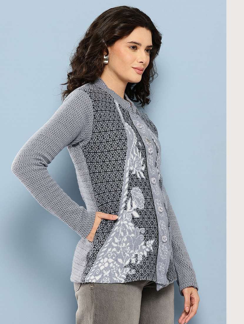 grey wool blend cardigan - 22074062 -  Standard Image - 1