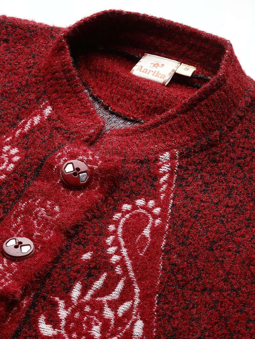 maroon wool blend cardigan - 22074063 -  Standard Image - 4