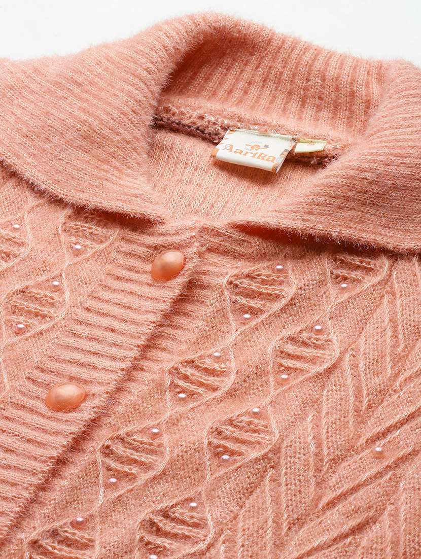 peach wool blend cardigan - 22074066 -  Standard Image - 4