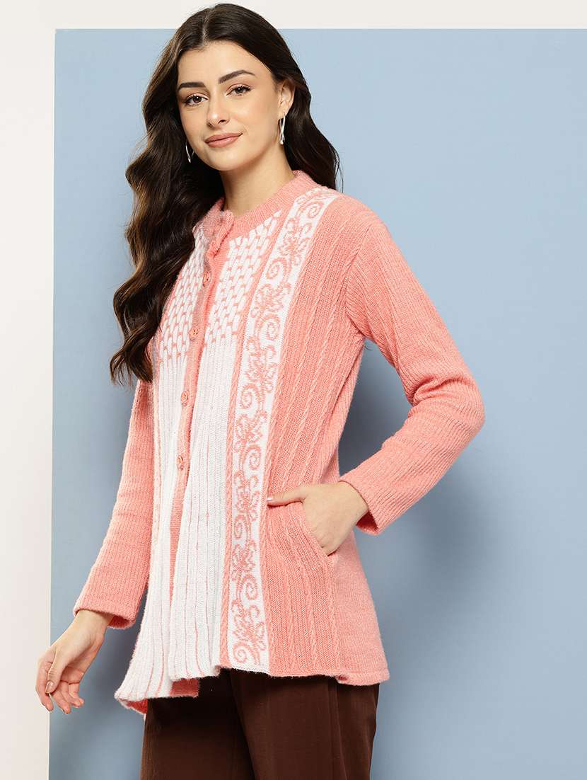 peach wool blend cardigan - 22074076 -  Standard Image - 1