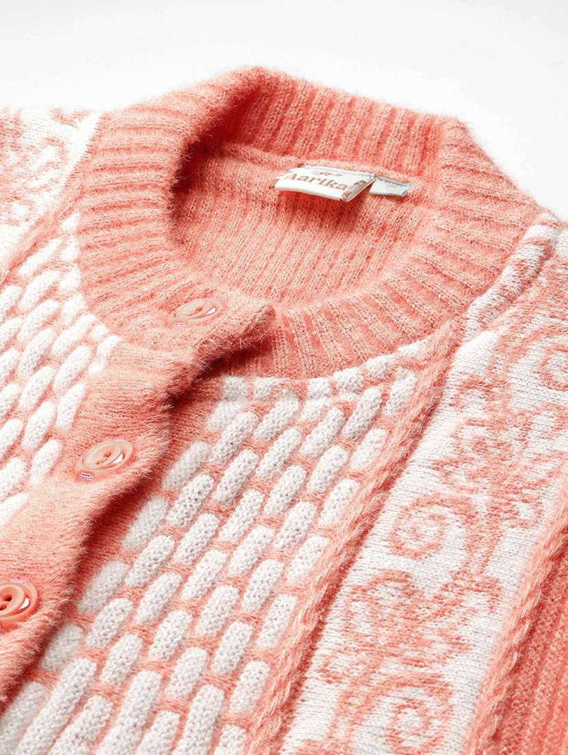 peach wool blend cardigan - 22074076 -  Standard Image - 4
