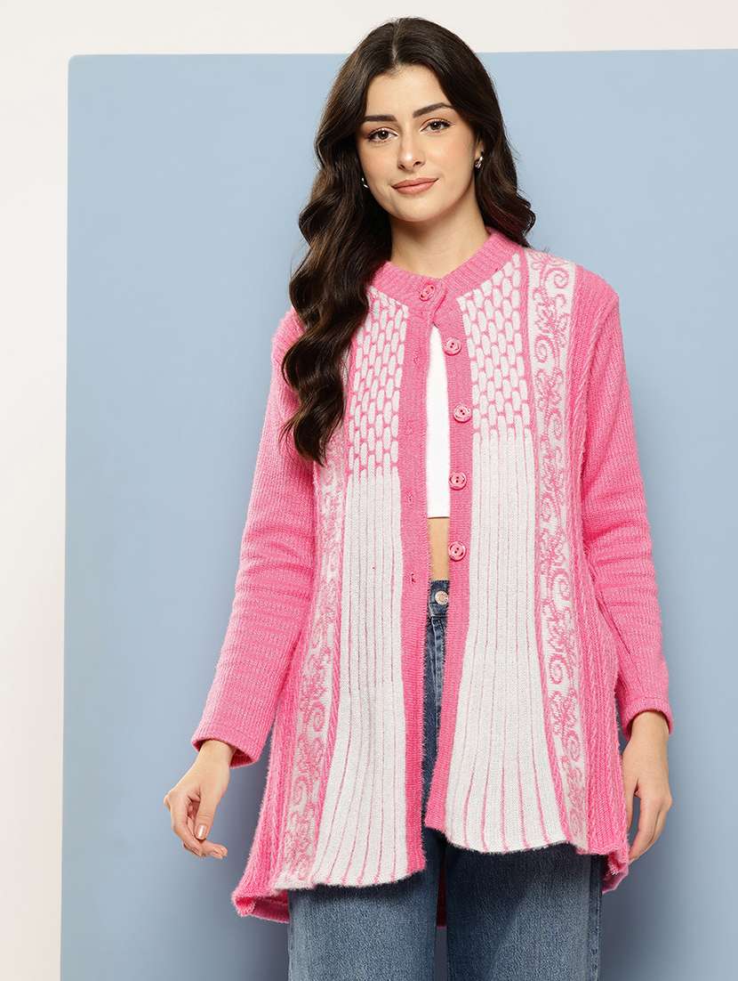 pink wool blend cardigan - 22074077 - Zoom Image - 0