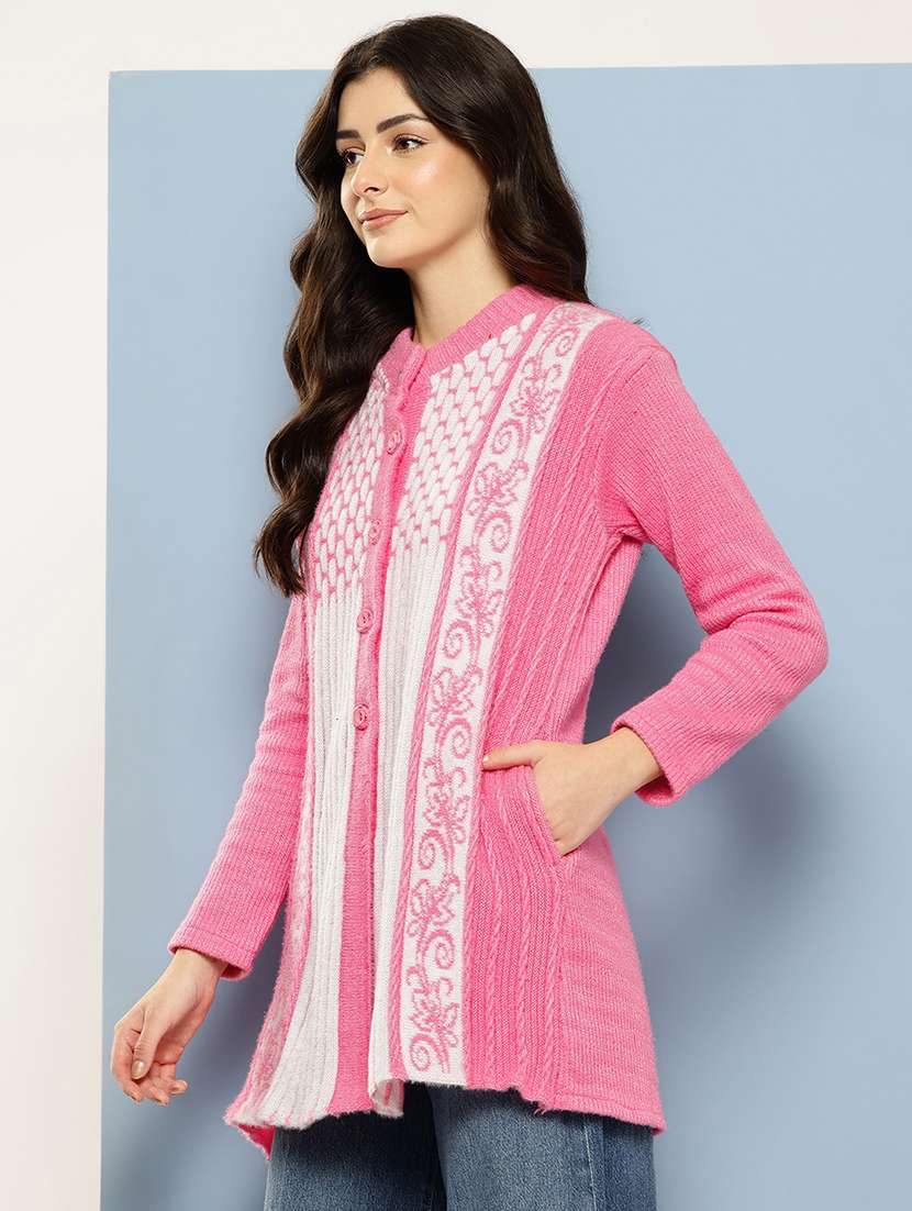 pink wool blend cardigan - 22074077 - Standard Image - 1