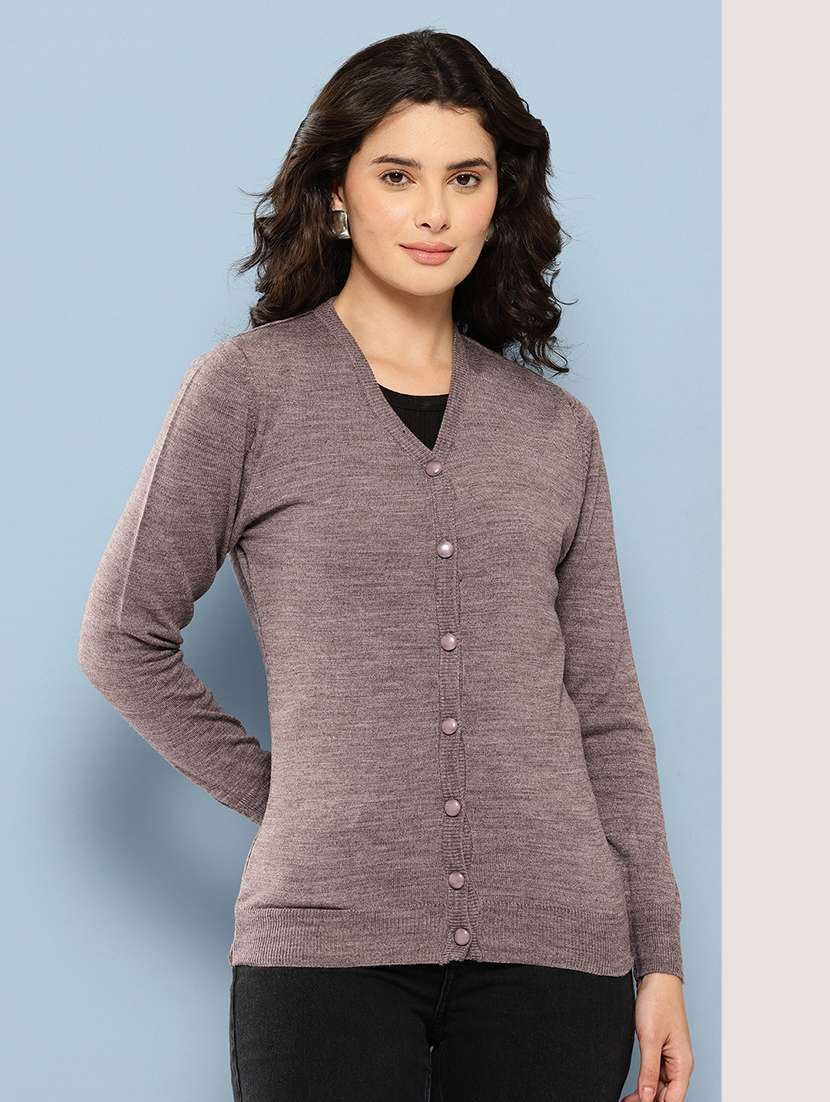 women solid long sleeve cardigan