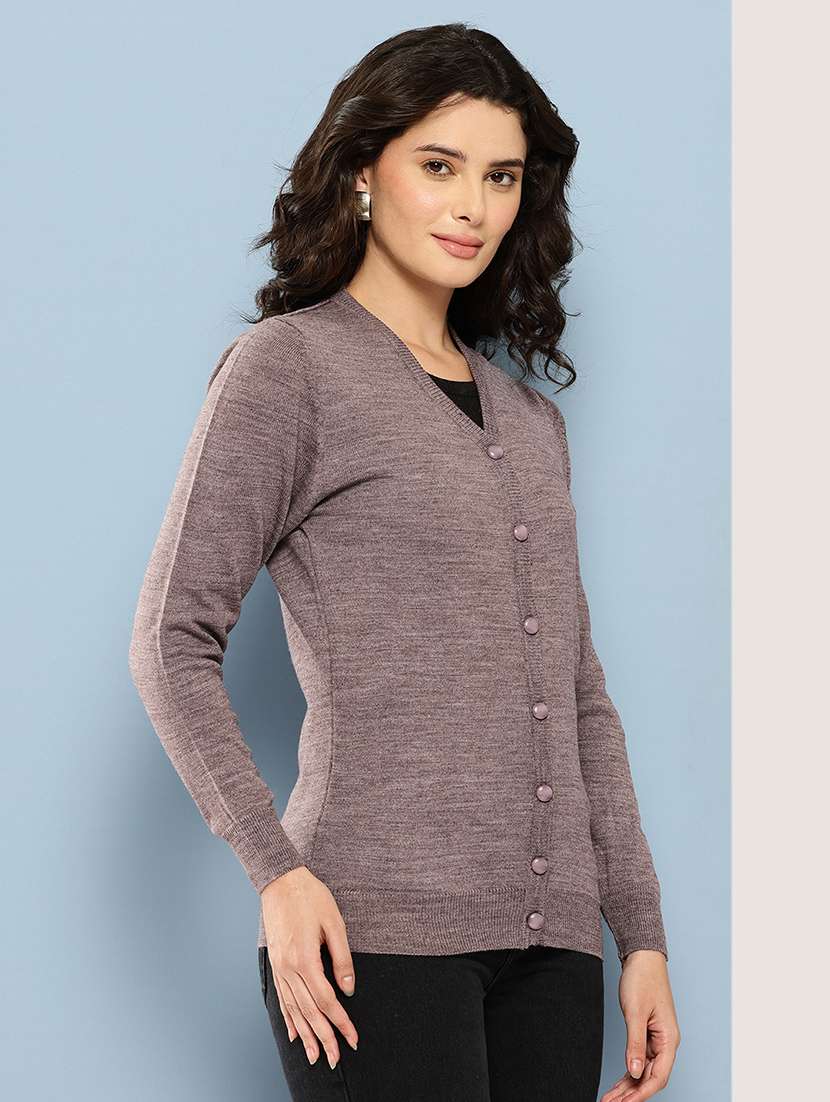 women solid long sleeve cardigan - 22074092 -  Standard Image - 1