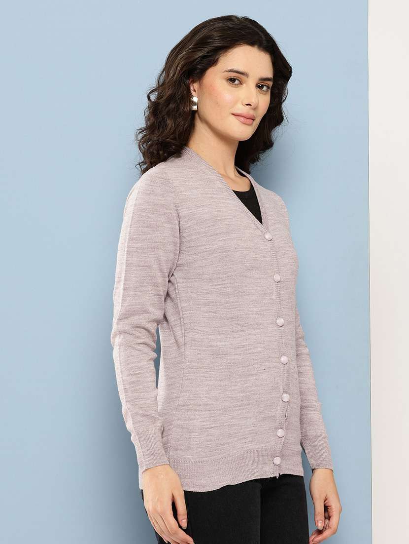 women solid long sleeve cardigan - 22074093 -  Standard Image - 1