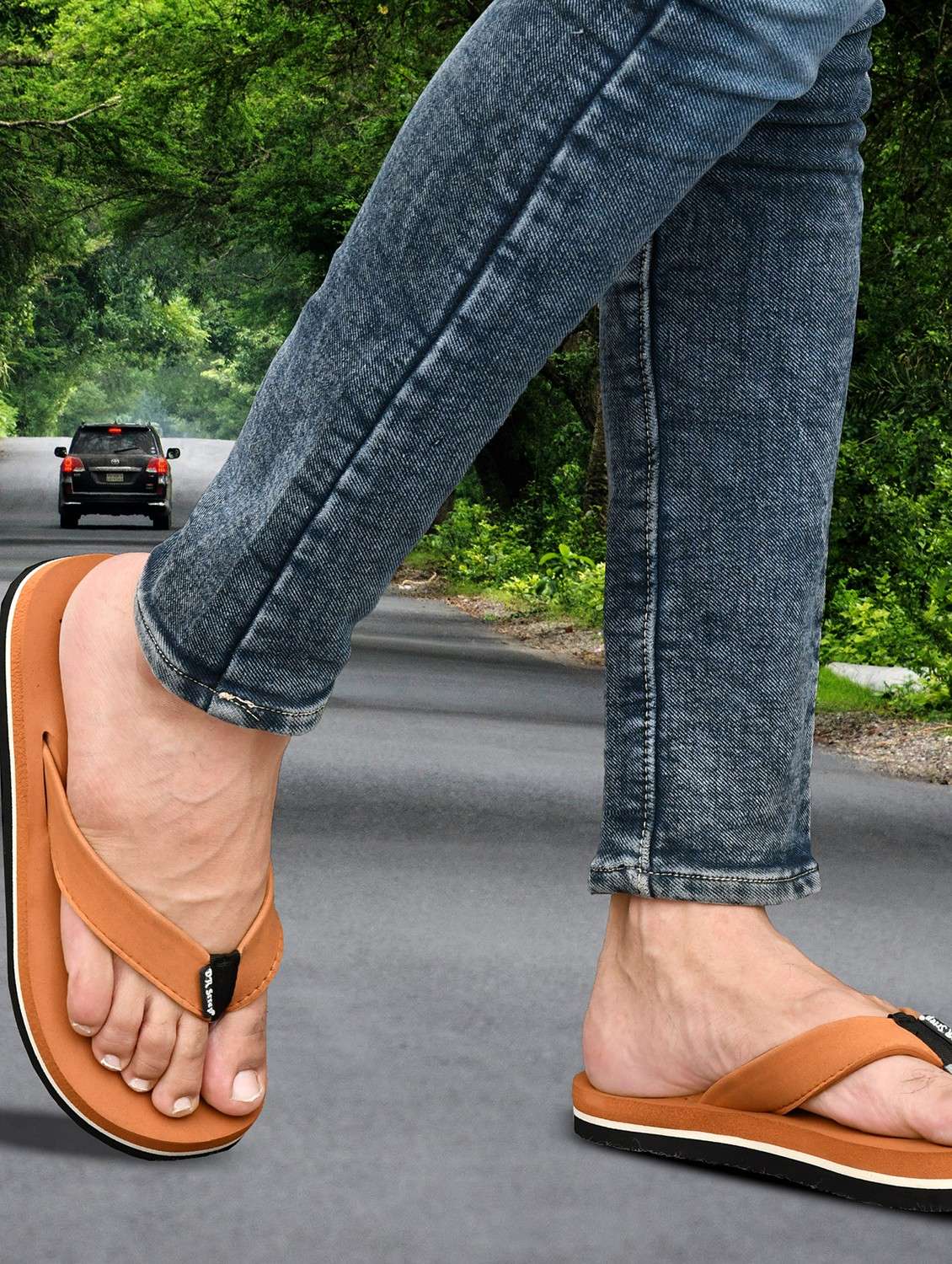 men brown slip on flip flop - 22074107 -  Standard Image - 1