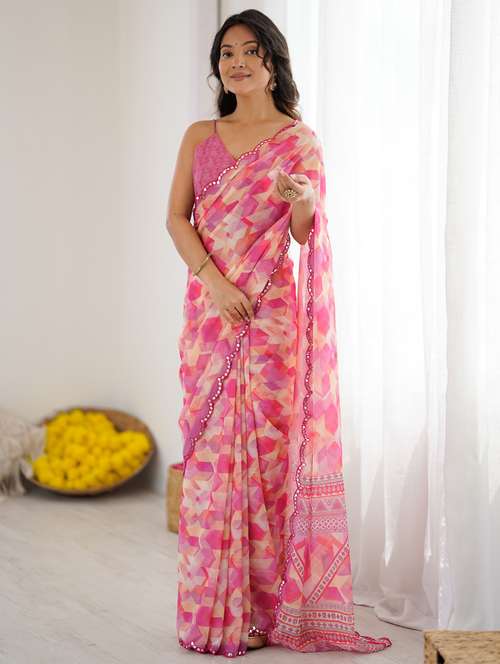 women printed casual wear saree with blouse - 22074126 - Standard Image - 0
