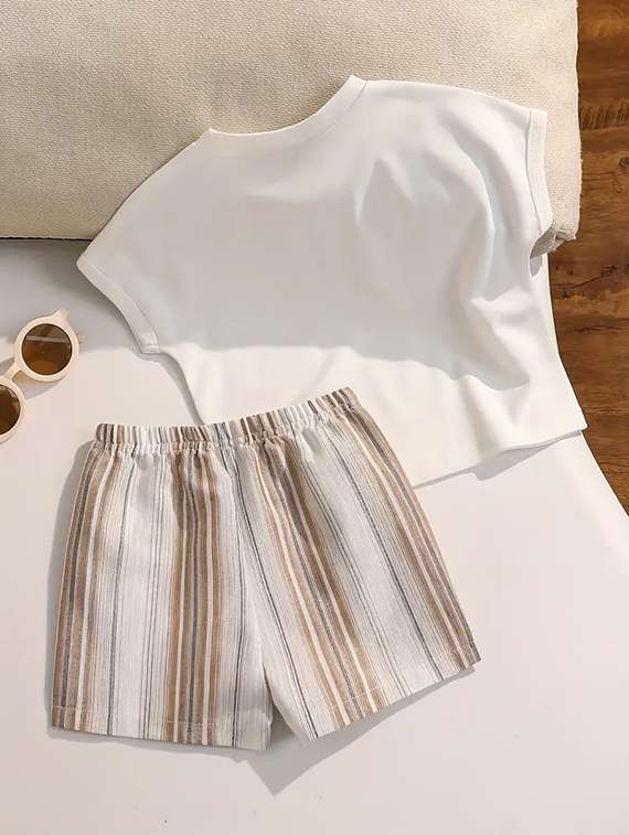 boys solid t-shirt and shorts set - 22074135 - Standard Image - 1