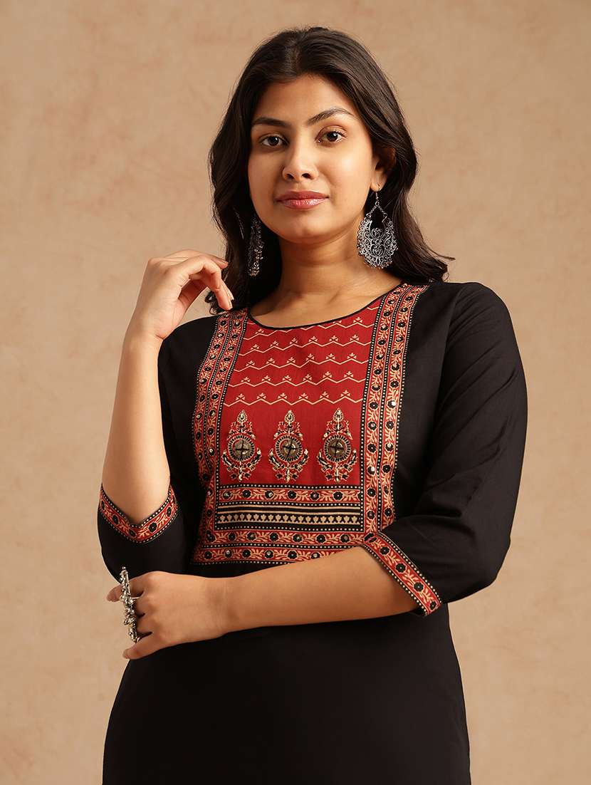 women printed three quarter sleeve kurta pant with dupatta set - 22074140 -  Standard Image - 1