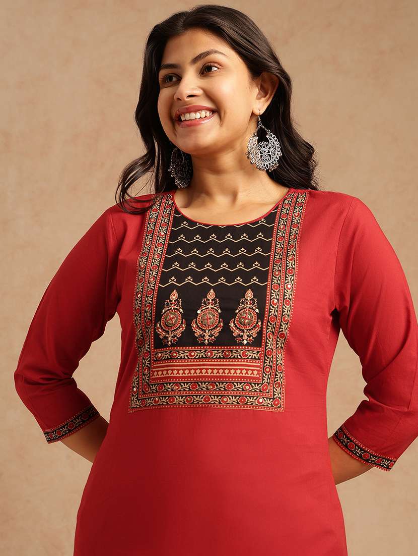 women printed three quarter sleeve kurta pant with dupatta set - 22074141 -  Standard Image - 4