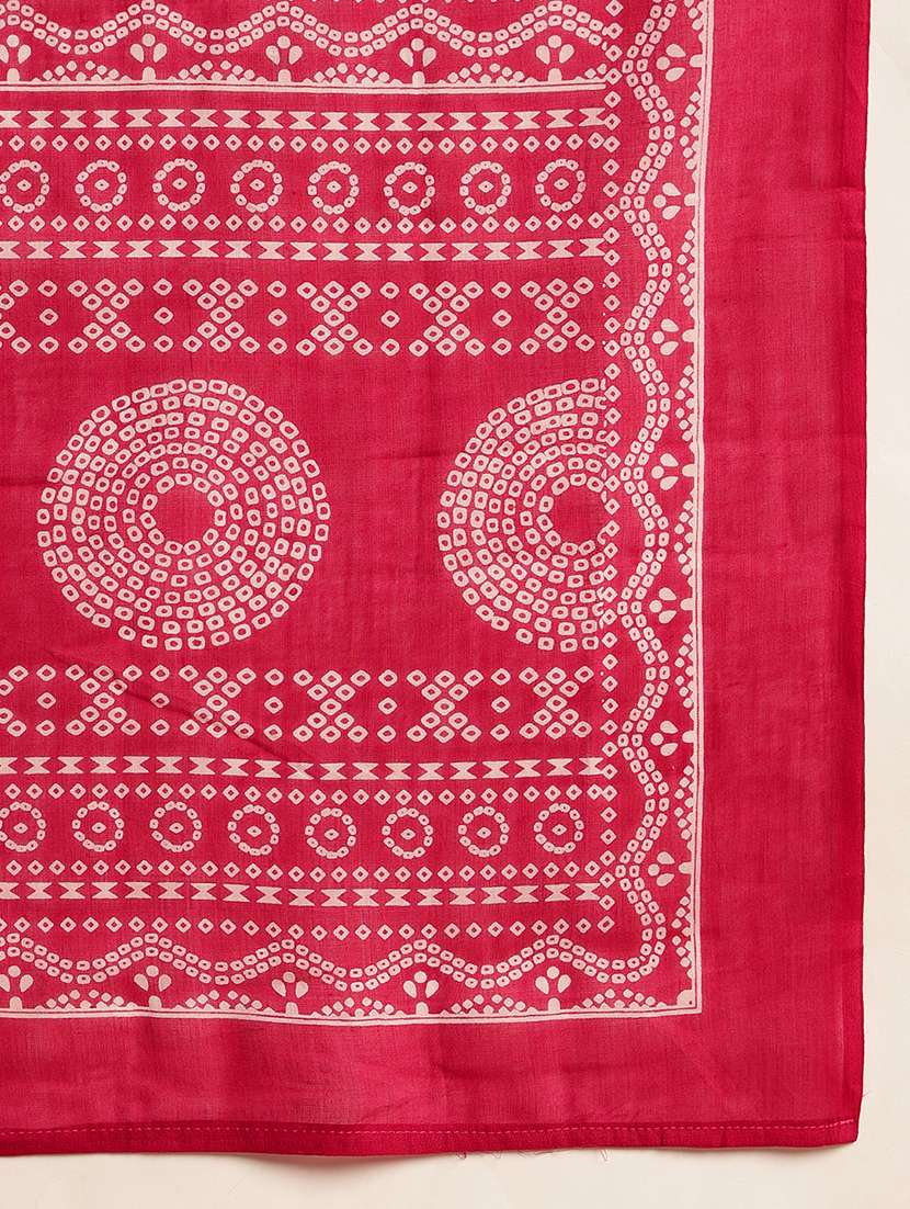 women bandhani printed three quarter sleeve kurta pant with dupatta set - 22074151 -  Standard Image - 6