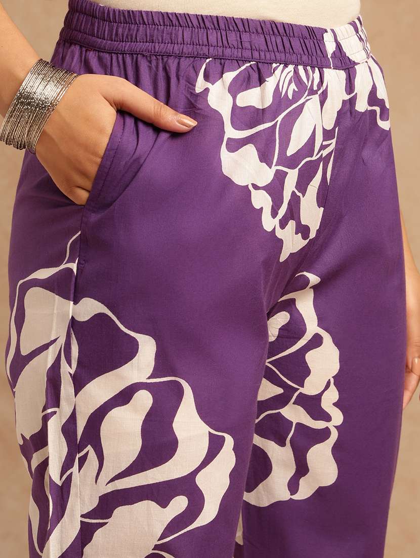 women printed three quarter sleeve kurta pant set - 22074156 -  Standard Image - 6