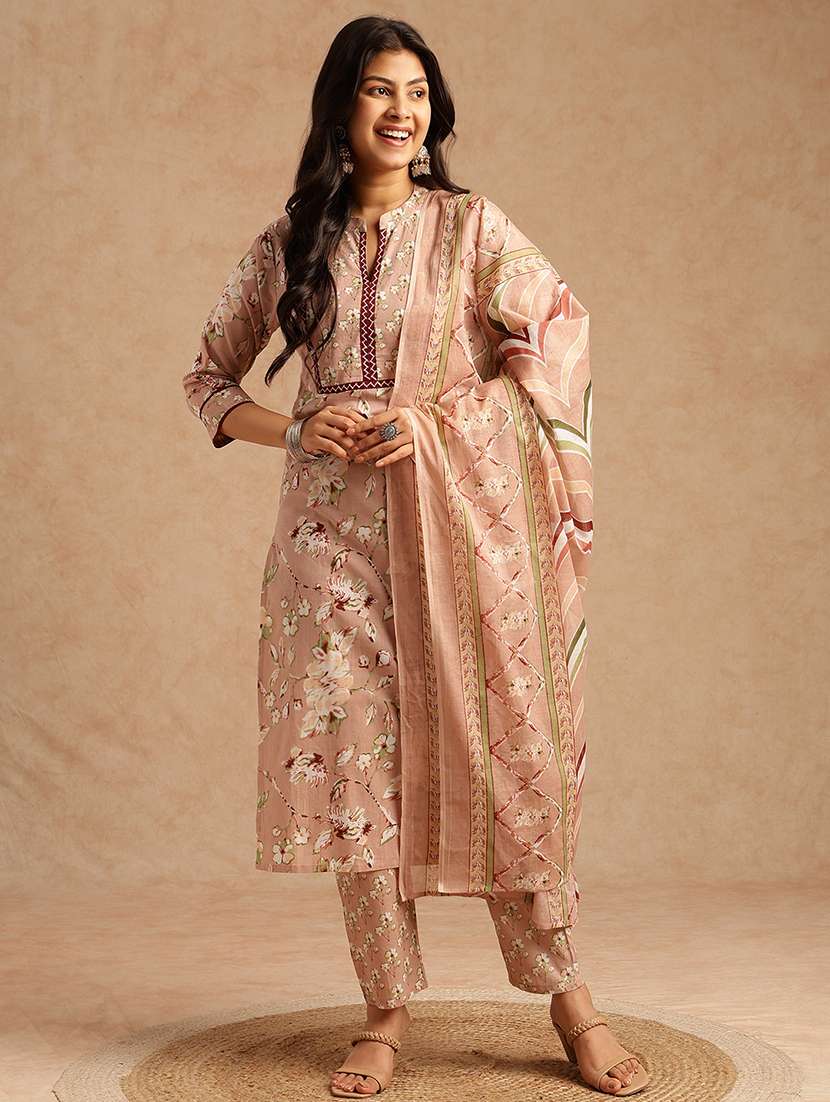 women floral printed three quarter sleeve kurta pant with dupatta set - 22074158 -  Standard Image - 1