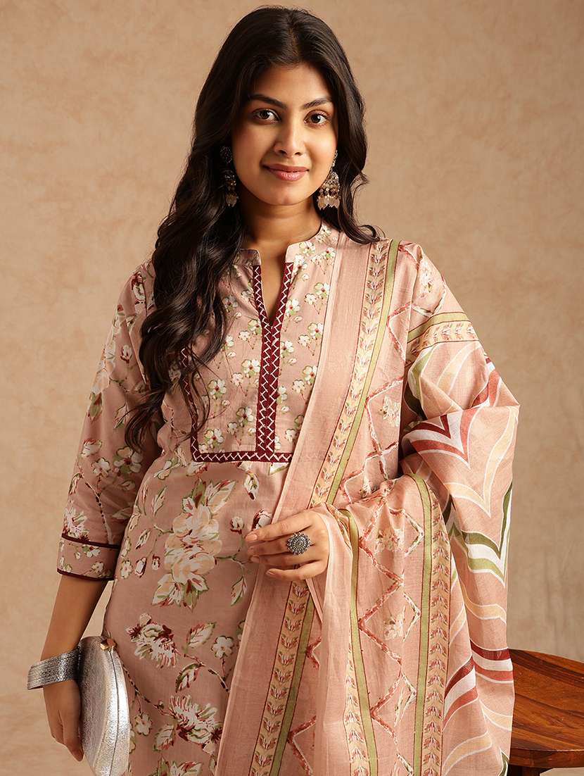 women floral printed three quarter sleeve kurta pant with dupatta set - 22074158 -  Standard Image - 4
