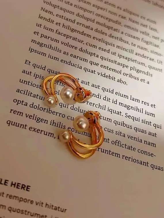 women gold alloy stud earring - 22074176 -  Standard Image - 4