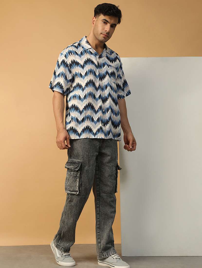 men printed short sleeve loose fit casual shirt - 22074210 -  Standard Image - 4