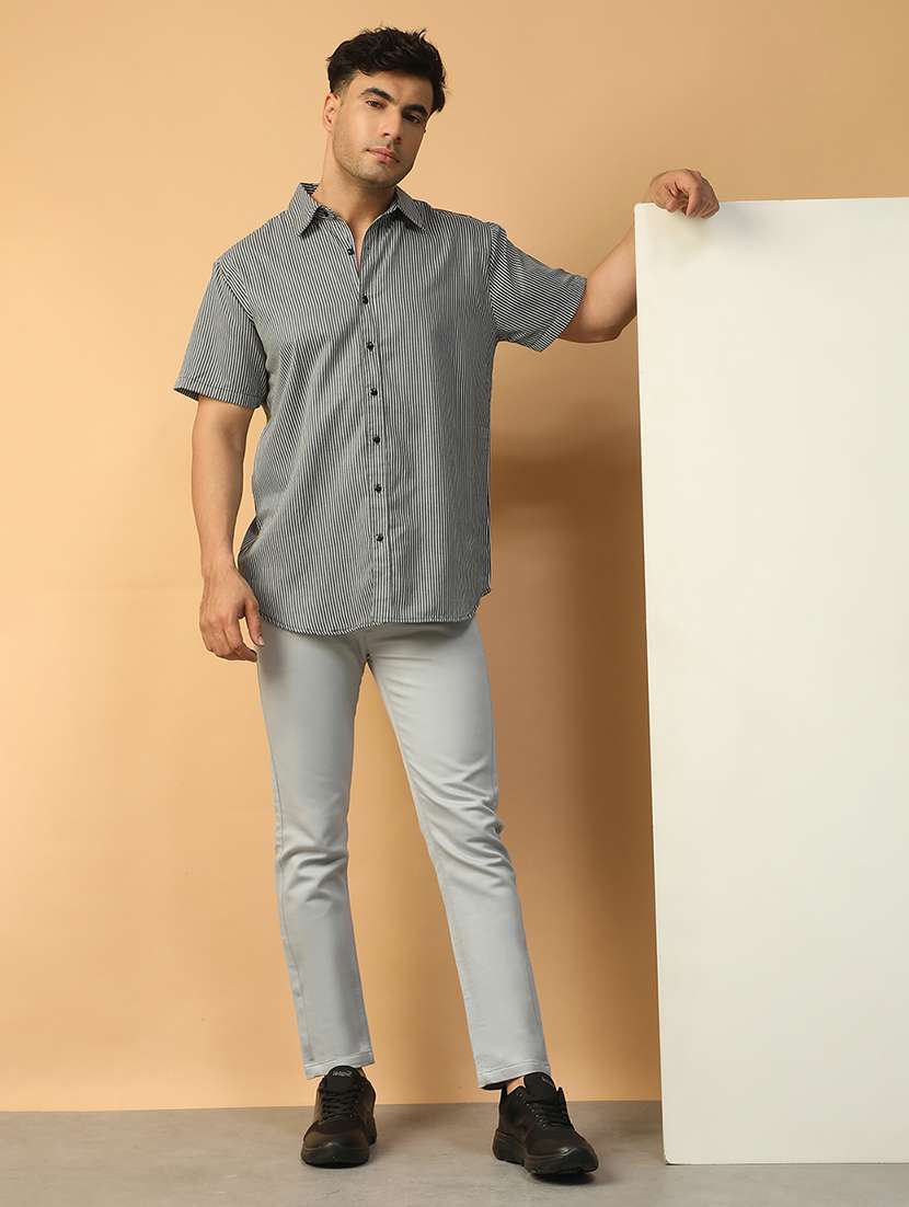 men striped short sleeve regular fit casual shirt - 22074213 - Standard Image - 4
