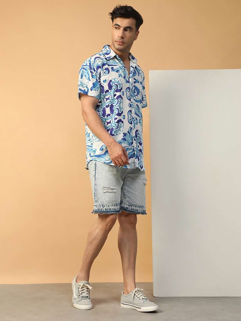 men abstract printed short sleeve regular fit casual shirt - 22074218 - Standard Image - 4