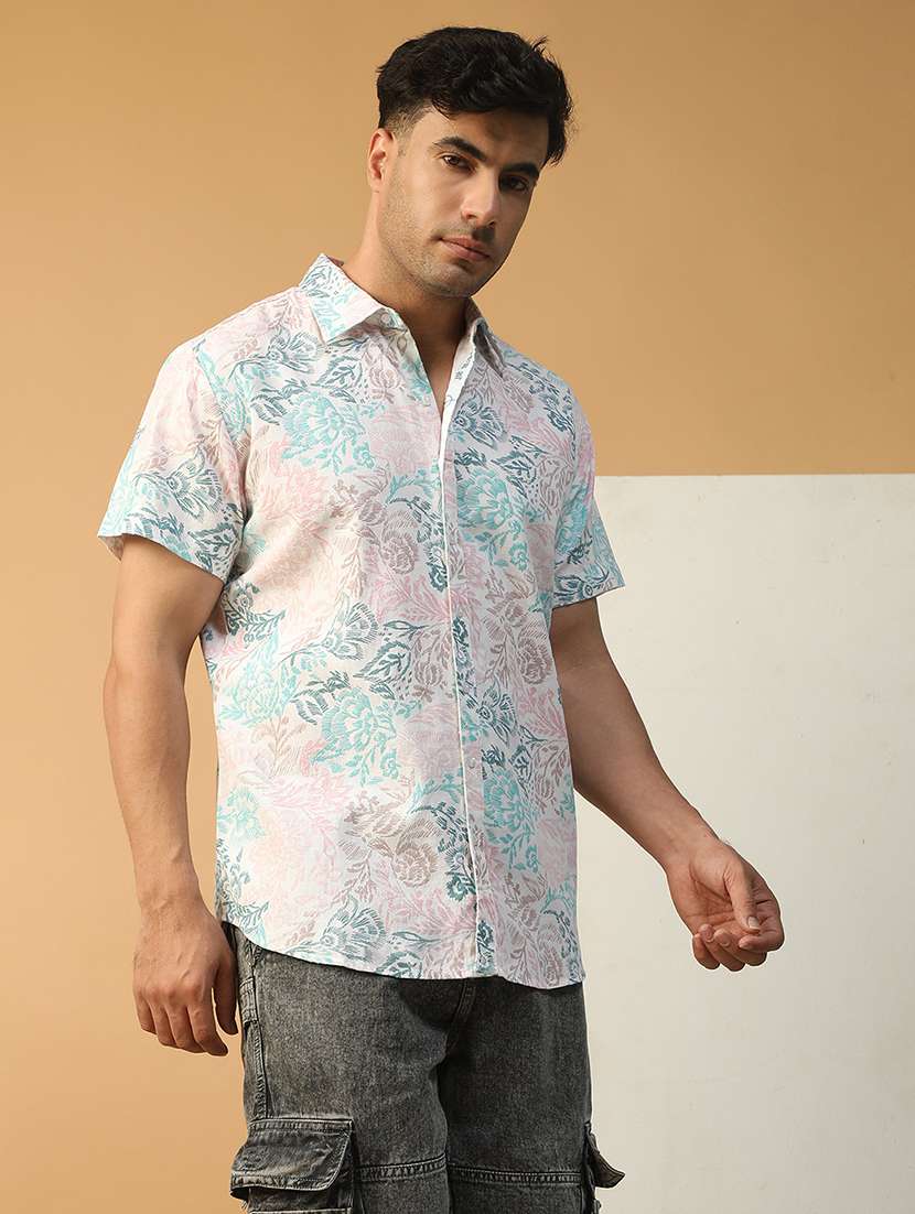 men printed short sleeve regular fit casual shirt - 22074219 -  Standard Image - 1