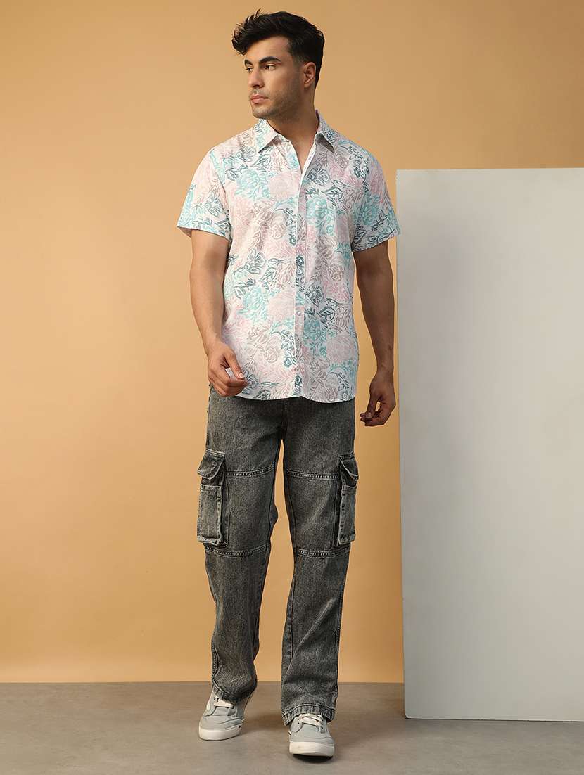 men printed short sleeve regular fit casual shirt - 22074219 -  Standard Image - 4